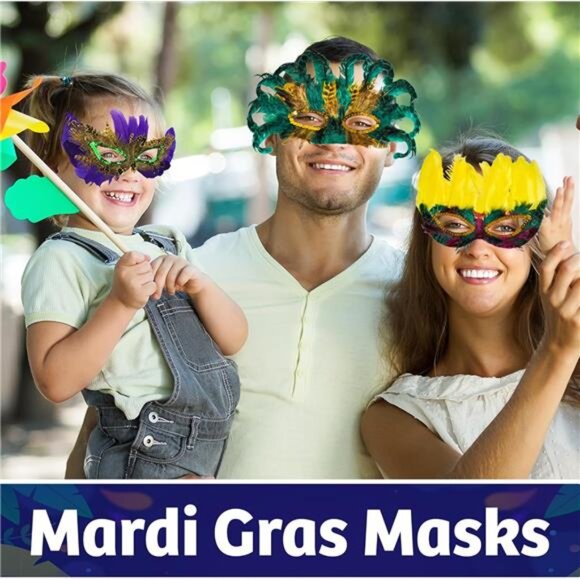 Bulk Mardi Gras Masks - (pack Of 50) Carnival Masquerade Mask For Women And Men - Picture 7 of 8
